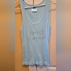 Victoria's Secret Blue "Sexy Little Things" Just Married Tank Top Casual Cotton